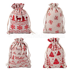 20Pcs 4 Styles Christmas Theme Cotton Fabric Cloth Bags&nbsp;ABAG-TA0002-04B
