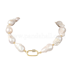 Natural Baroque Keshi Pearl Nuggets Beaded Necklaces&nbsp;NJEW-JN06511