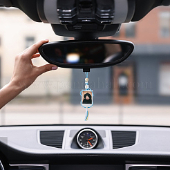6Pcs 6 Colors Flower Polycotton Car Photo Pendant Decorations&nbsp;AJEW-FH0006-84