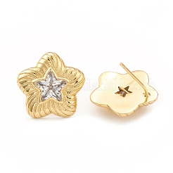 Clear Cubic Zirconia Star Stud Earrings&nbsp;EJEW-L231-73G
