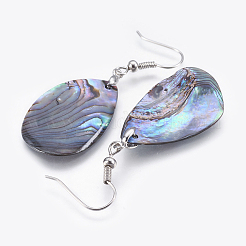 Abalone Shell/Paua Shell Dangle Earrings&nbsp;EJEW-P148-03-01