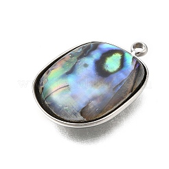 304 Stainless Steel Pave Natural Paua Shell Pendants&nbsp;STAS-Z125-01B-P