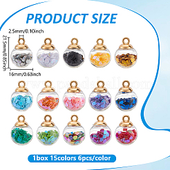 90Pcs 15 Colors Glass Globle Pendants&nbsp;GLAA-ME0001-30