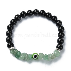 4Pcs 4 Style Natural Mixed Gemstone & Glass Evil Eye Beaded Stretch Bracelets Set&nbsp;BJEW-TA00450