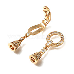 Brass Micro Pave Clear Cubic Zirconia Fold Over Clasps&nbsp;CU-CBA4292-02G