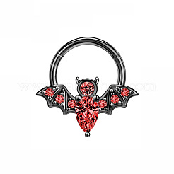 304 Stainless Steel Siam Rhinestone Halloween Bat Hoop Nose Rings&nbsp;WG0E020-02