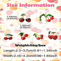 6Pcs 6 Styles 3D Resin Cherry Brooch Pin with Rhinestone&nbsp;JEWB-CJ0001-32