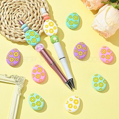 10Pcs 5 Colors Easter Egg with Flower Silicone Beads&nbsp;SIL-CJ0002-64