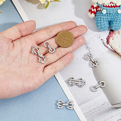 6Pcs 3 Styles Rack Plating Brass Micro Pave Clear Cubic Zirconia Fold Over Clasps&nbsp;KK-HS0001-02P