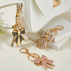 3Pcs 3 Colors Zinc Alloy Rhinestone Keychains&nbsp;KEYC-HS0001-11