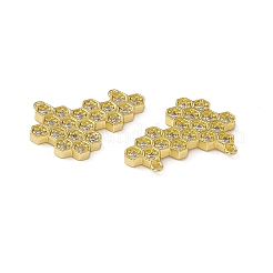 Rack Plating Brass Micro Pave Clear Cubic Zirconia Connector Charms&nbsp;KK-M231-14G