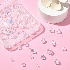 100Pcs 15 Style Transparent Electroplate Glass Faceted Beads&nbsp;EGLA-YW0003-03
