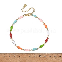 304 Stainless Steel Enamel Link Chains Anklets for Women&nbsp;SA-AJEW-AN00842