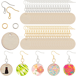 DIY Flat Round Wooden Dangle Earring Making Findings Kits&nbsp;DIY-SP0004-99