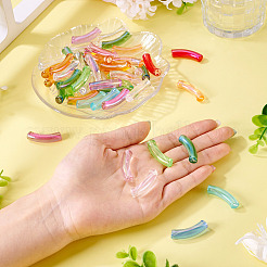 50Pcs UV Plating Transparent Rainbow Iridescent Acrylic Beads&nbsp;OACR-TA0004-19