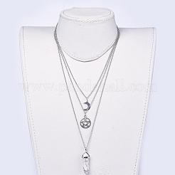 Bullet Natural Howlite Pendant Tiered Necklaces&nbsp;NJEW-JN02457-05
