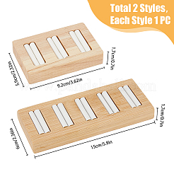 2Pcs 2 Styles Rectangle 5-Slot Bamboo & 3-Slot Wood Ring Display Tray Stands&nbsp;RDIS-HY0001-02A