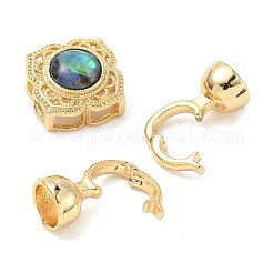 Brass Natural Paua Shell Fold Over Clasps&nbsp;KK-U059-29G