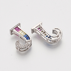 Brass Cubic Zirconia Slide Charms&nbsp;ZIRC-S063-01J-P