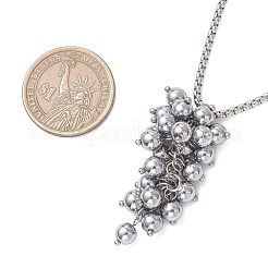 Electroplate Synthetic Non-magnetic Hematite Round Cluster Pendant 304 Stainless Steel Box Chain Necklaces&nbsp;NJEW-JN05888