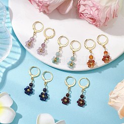 Natural Mixed Stone Leverback Earrings&nbsp;EJEW-JE06165