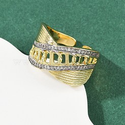 Brass Micro Pave Cubic Zirconia Cuff Rings&nbsp;RJEW-D326-10G