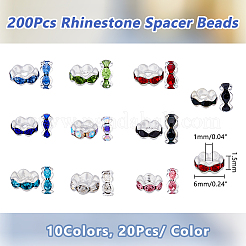 200Pcs 10 Colors Brass Rhinestone Spacer Beads&nbsp;RB-DC0001-09