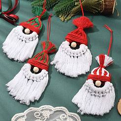 Christmas Handmade Woven Macrame Cotton Thread Santa Claus Pendant Decorations&nbsp;HJEW-JM02455