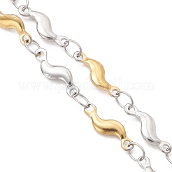Two Tone 304 Stainless Steel Wavy Bar Link Chain Bracelet Making&nbsp;AJEW-JB01592