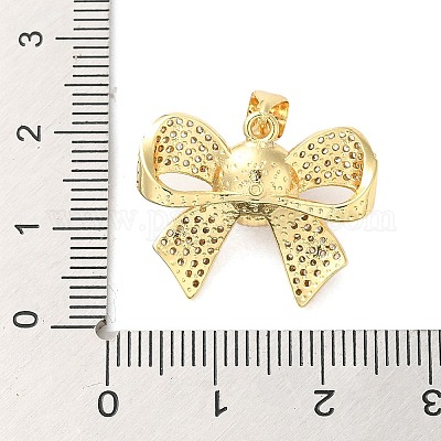 Brass Micro Pave Clear Cubic Zirconia Pendants&nbsp;FIND-Z041-04G-1