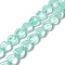 Transparent Glass Beads Strand, Heart, Aquamarine, 9.5~10x10x3.5~4.5mm, Hole: 0.8~1mm, about 35pcs/strand, 13.15~13.31 inch(33.4~33.8cm)