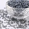 8/0 Glass Seed Beads, Trans. Colours Lustered, Round, Gray, 3mm, Hole: 1mm, about 1111pcs/50g, 50g/bag, 18bags/2pounds