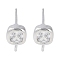 Brass Pave Clear Cubic Zirconia Stud Earring Findings, Cadmium Free & Nickel Free & Lead Free, with Loop, Square, Platinum, 8.5x6mm, Hole: 1mm, Pin: 0.5mm