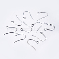 Tarnish Resistant 304 Stainless Steel Earring Hooks, Ear Wire, with Horizontal Loop, Stainless Steel Color, 18x15mm, Hole: 2mm, 21 Gauge, Pin: 0.7mm