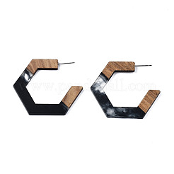 Hexagon Half Hoop Earrings for Women&nbsp;EJEW-N017-006A