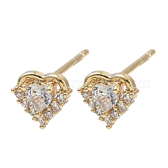 Brass Micro Pave Clear Cubic Zirconia Stud Earrings for Women&nbsp;EJEW-F403-04G