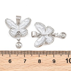 Brass Micro Clear Cubic Zirconia Peg Bails Pin Pendants&nbsp;KK-CBA6A75-51B-P