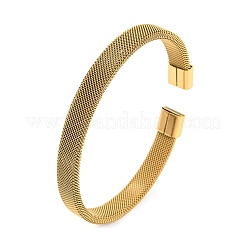304 Stainless Steel Wire Mesh Cuff Bangles for Women&nbsp;BJEW-D022-01C-G