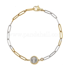 Brass & 304 Stainless Steel Paperclip Chain Link Bracelets&nbsp;BJEW-JB14357