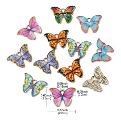 12Pcs 6 Colors Light Gold Tone Alloy Enamel Pendants&nbsp;ENAM-YW0003-45