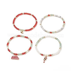 4Pcs 4 Style Natural & Synthetic Mixed Gemstone Stretch Bracelets Set&nbsp;BJEW-JB09212