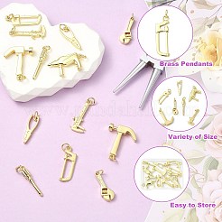 14Pcs 7 Styles Rack Plating Brass Pendants&nbsp;KK-CJ0003-27