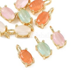 Brass Cat Eye Pendants&nbsp;KK-C251-09B-G