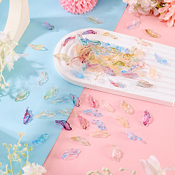192Pcs 6 Colors Baking Paint Transparent Glass Pendants&nbsp;DGLA-TA0001-41