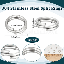 400Pcs 304 Stainless Steel Split Rings&nbsp;STAS-BBC0006-16A