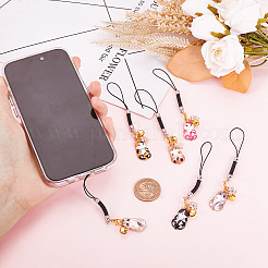 6Pcs 6 Colors Cat & Flower Alloy Enamel Pendant Decoration&nbsp;HJEW-AB00466