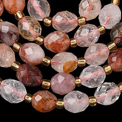 Natural Red Hematoid Quartz/Ferruginous Quartz Beads Strands&nbsp;G-F809-A02-01