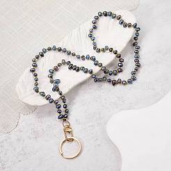 Natural Cultured Freshwater Pearl Beads Card Holders Neck Strap Chain&nbsp;HJEW-SZ00073