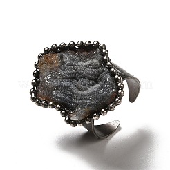 Natural Agate Irregular Nugget Open Cuff Rings&nbsp;RJEW-F132-02AS