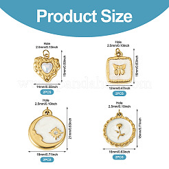 8Pcs 4 Styles 304 Stainless Steel Enamel Pendants&nbsp;STAS-TA0006-19